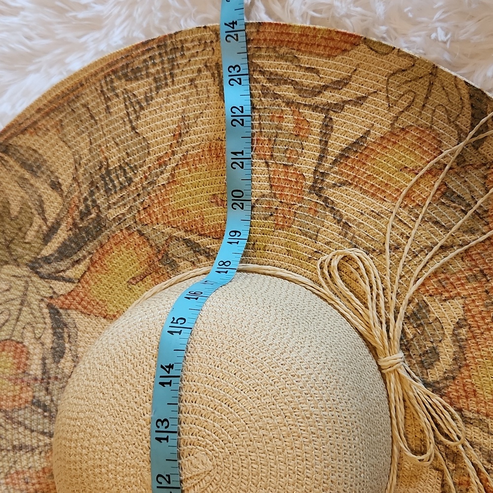 SUNHAT Beigè  Floral Wide Brim NWT - Picture 5 of 5